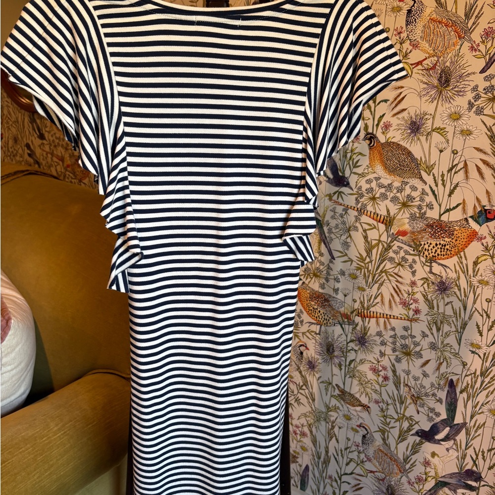 Olive & Oak Blue and White Sheath Dress Cap Sleeve Casual